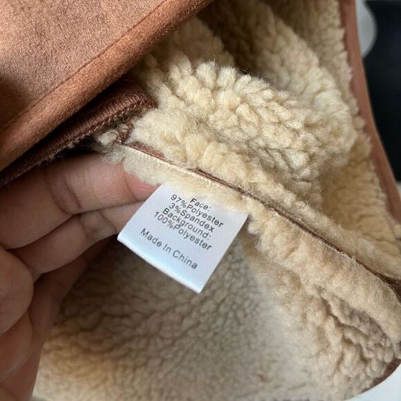 NEW Tuckernuck Jacket Shearling Fleece Quarter Zip Coat Brown Tan Size XS - Picture 6 of 7